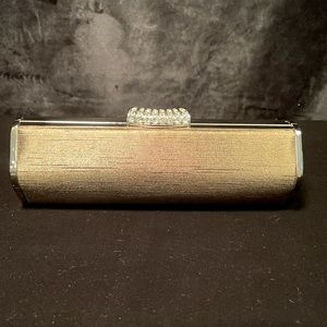 EUC!! Gold Satin Clutch Rhinestone Clasp